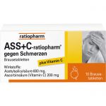 ASS + C-ratiopharm gegen Schmerzen Brausetabletten 10 St из немецкой аптеки
