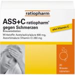 ASS + C-ratiopharm gegen Schmerzen Brausetabletten 20 St из немецкой аптеки