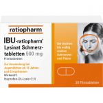 IBU-RATIOPHARM Lysinat Schmerztabl.500 mg 20 St из немецкой аптеки