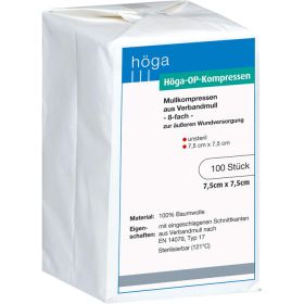 HGA-KOMPRESSEN OP 7,5x7,5 cm unsteril 8fach 100 St – PZN 4401664 из немецкой аптеки