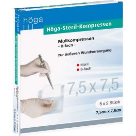 HGA-KOMPRESSEN 7,5x7,5 cm steril 8fach 5X2 St – PZN 4401865 из немецкой аптеки