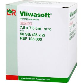 VLIWASOFT Schlitzkompressen 7,5x7,5 cm steril 50 St – PZN 9312511 из немецкой аптеки