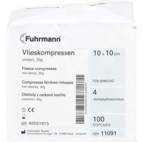 VLIESKOMPRESSEN 10x10 cm unsteril 4lagig 100 St – PZN 962242 из немецкой аптеки