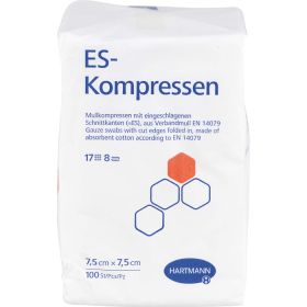 ES-KOMPRESSEN unsteril 7,5x7,5 cm 8fach 100 St – PZN 1447192 из немецкой аптеки