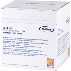 MULLKOMPRESSEN 7,5x7,5 cm steril 12fach 25X2 St – PZN 2067379 из немецкой аптеки