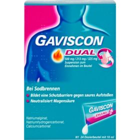 GAVISCON Dual 500mg/213mg/325mg Suspens.im Beutel 24X10 ml – PZN 4363834 из немецкой аптеки