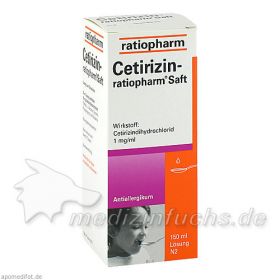 Cetirizin-ratiopharm Saft, 150 ML – PZN 2191091 из немецкой аптеки