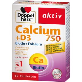 DOPPELHERZ Calcium 750+D3+Biotin Tabletten 30 St – PZN 896522 из немецкой аптеки