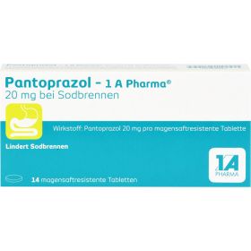 PANTOPRAZOL-1A Pharma 20mg bei Sodbrennen msr.Tab. 14 St – PZN 6486311 из немецкой аптеки