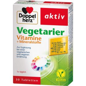 DOPPELHERZ Vegetarier Vitamine+Mineralstoffe aktiv 30 St – PZN 10177082 из немецкой аптеки