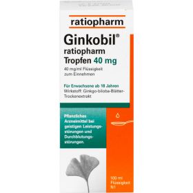 GINKOBIL-ratiopharm Tropfen 40 mg 100 ml – PZN 6680898 из немецкой аптеки