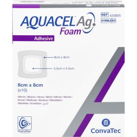 AQUACEL Ag Foam adhsiv 8x8 cm Verband 10 St – PZN 11159548 из немецкой аптеки