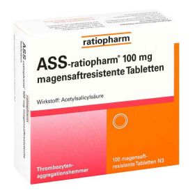Ass ratiopharm 100 mg magensaftresistent Tabletten (100 stk) – PZN 12587499 из немецкой аптеки