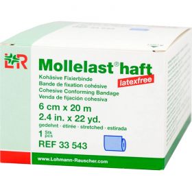 MOLLELAST haft Binden latexfrei 6 cmx20 m blau 1 St – PZN 9886005 из немецкой аптеки