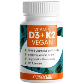 ProFuel - Vitamin D3 + K2 Tabletten - 5000 IE D3 + 200 µg K2 MK7 pro Tablette (alle 5 Tage), vegan 120 St из немецкой аптеки