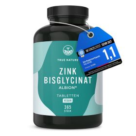 Zink Tabletten Testsieger - Zink Bisglycinat Premium Rohstoff Albion®, 1 Jahr Vorrat - TRUE NATURE® 365 St из немецкой аптеки