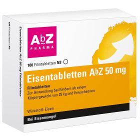 Eisentabletten AbZ 50 mg Filmtabletten zum Ausgleich eines Eisenmangels 100 St из немецкой аптеки