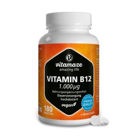 Vitamin B12 hochdosiert 1.000 μg vegan – für Energie und Nerven – 180 Tabletten für 6 Monate 180 St из немецкой аптеки