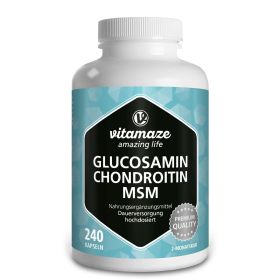 Glucosamin + Chondroitin + MSM + Vitamin C hochdosiert – für Knorpel & Knochen – 240 Kapseln für 2 Monate 240 St из немецкой аптеки