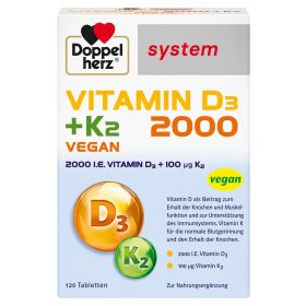 Doppelherz® system Vitamin D3 + K2 2000 Vegan 120 St из немецкой аптеки