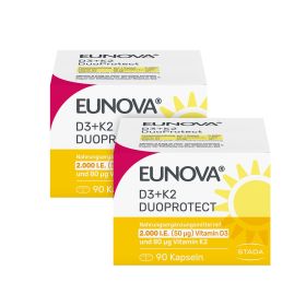 EUNOVA® D3 + K2 DuoProtect – 2.000 I.E. Nahrungsergänzungsmittel mit Vitamin D und K zur normalen Funktion des Immunsystems & Erhaltung normaler Knochen 2x90 St из немецкой аптеки