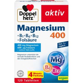 Doppelherz® aktiv Magnesium 400 + B1 + B6 + B12 + Folsäure Tabletten 120 St из немецкой аптеки