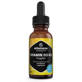 Vitamin D3 + K2 Tropfen 1.000 I.E. hochdosiert – für Knochen, Muskeln & Immunsystem – 50 ml (1.700 Tropfen) 50 ml из немецкой аптеки