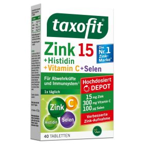 taxofit® Zink 15 + Histidin + Vitamin C + Selen 40 St из немецкой аптеки