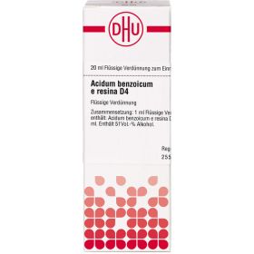 ACIDUM BENZOICUM E Resina D 4 Dilution 20 ml – PZN 2121400 из немецкой аптеки