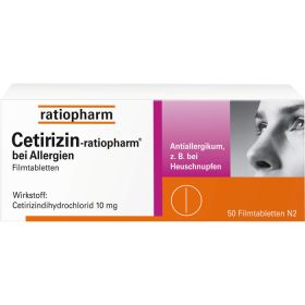 CETIRIZIN-ratiopharm bei Allergien 10 mg Filmtabl. 50 St – PZN 2158159 из немецкой аптеки