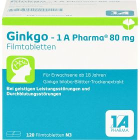 GINKGO-1A Pharma 80 mg Filmtabletten 120 St – PZN 13856895 из немецкой аптеки
