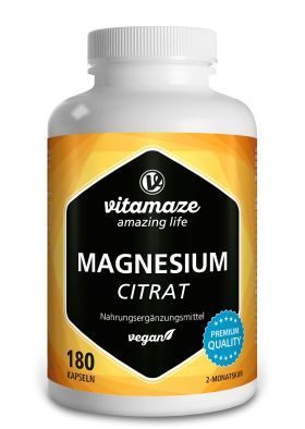 Magnesium Citrat 360 mg elementar hochdosiert, vegan – für Muskeln & Knochen – 180 Kapseln, 2 Monate 180 St из немецкой аптеки