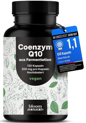 Coenzym Q10 Testsieger - 130 Kapseln - 200 mg reines Coenzym Q10 - Bloom Naturals® 49 g из немецкой аптеки